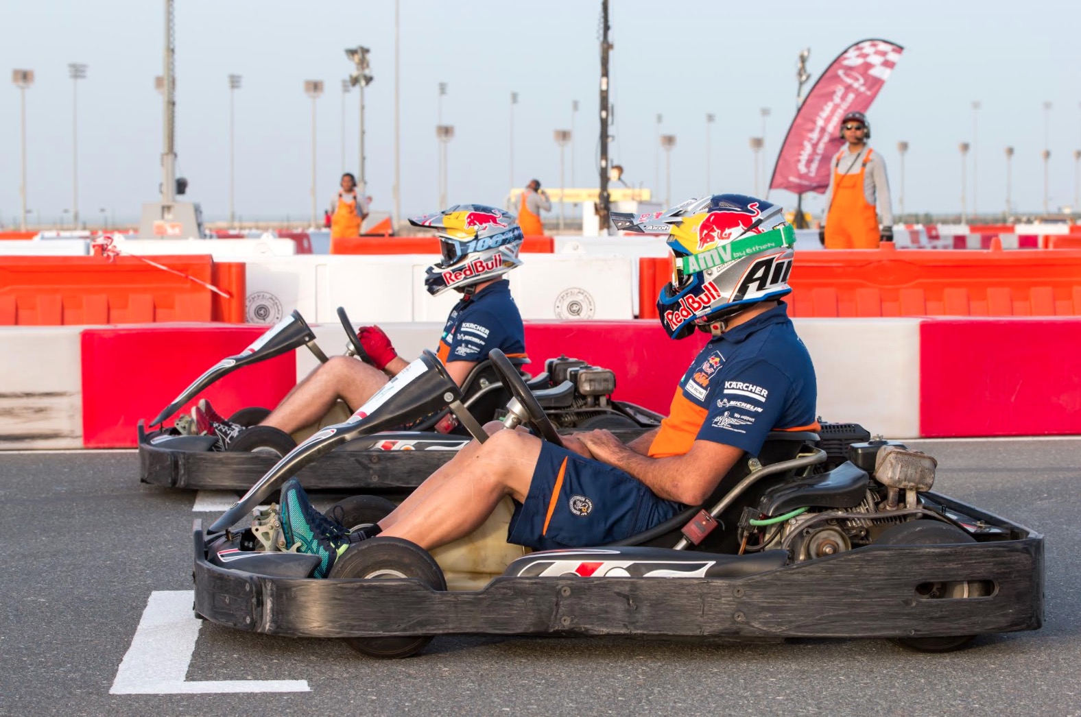 Rally drivers take on each other in karting challenge ahead of Qatar's Cross Country Rally